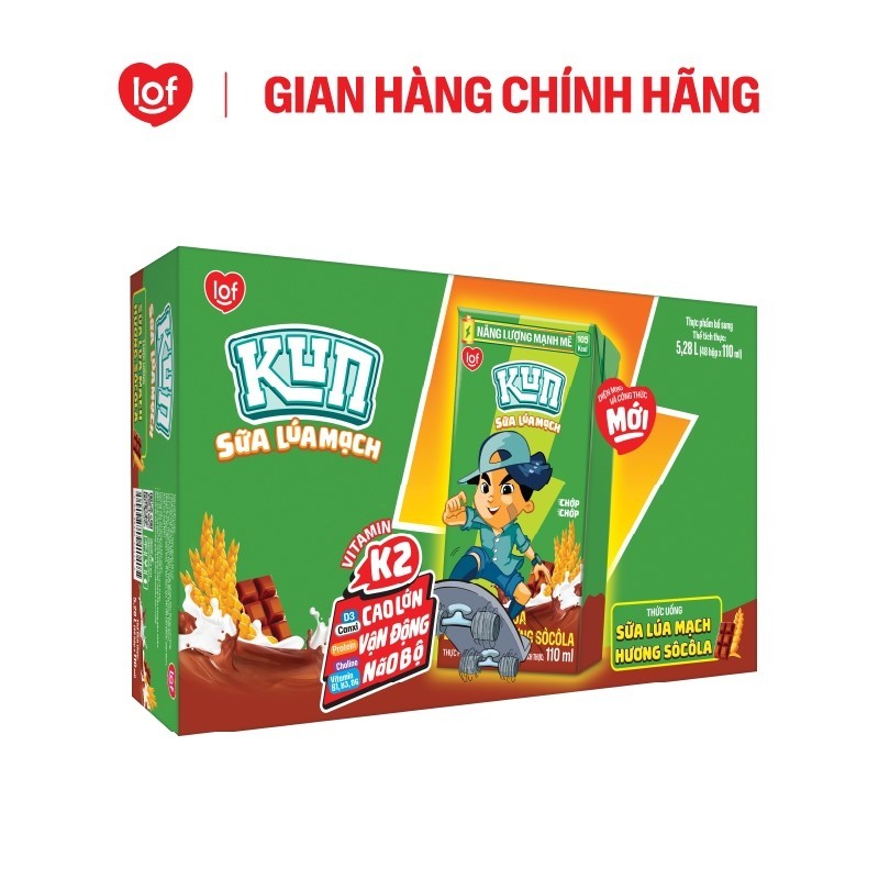 Sữa lúa mạch KUN vị socola thùng 48 hộp x 110ml