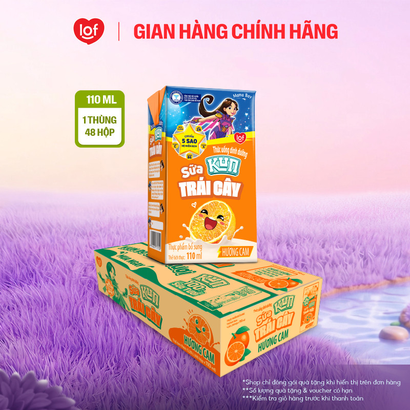 Sữa trái cây KUN vị cam thùng 48 hộp x 110ml