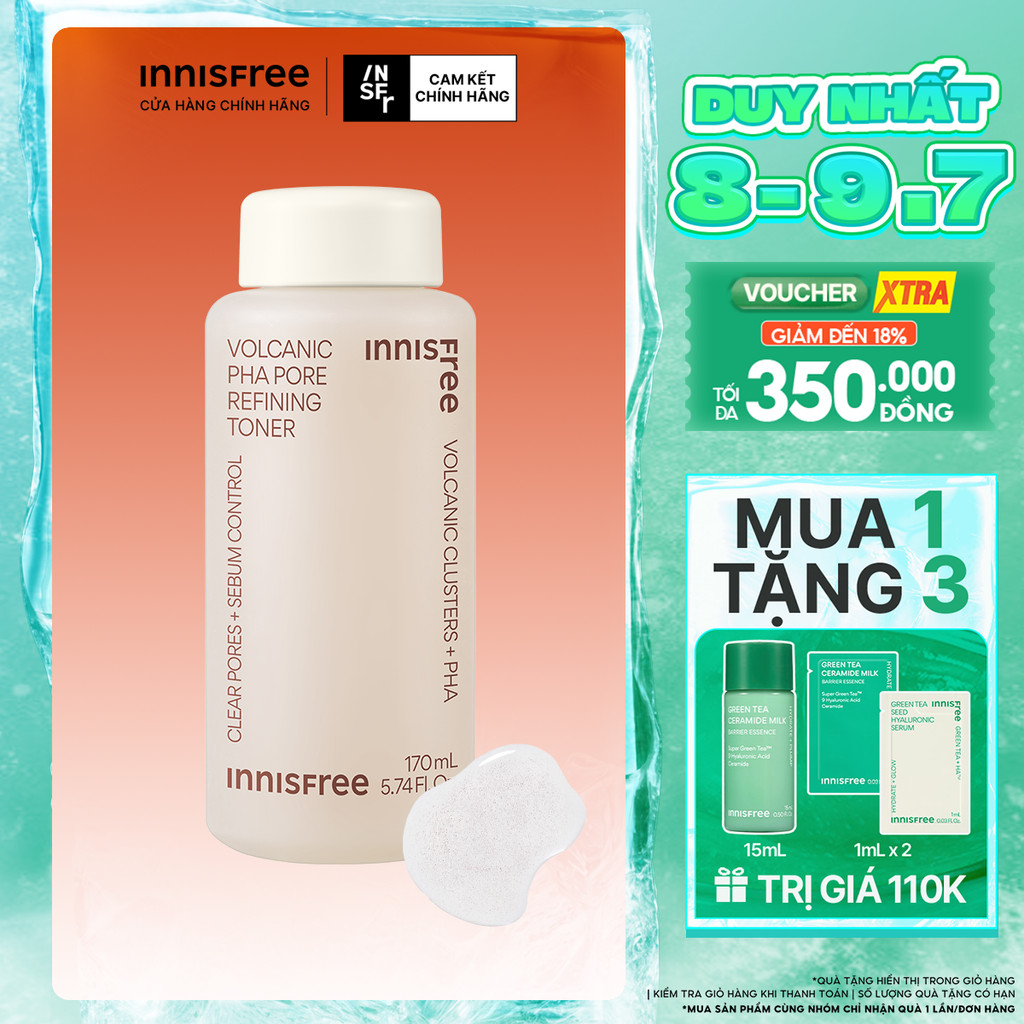 Nước cân bằng chăm sóc da từ tro núi lửa innisfree Volcanic PHA Pore Refining Toner 170ml