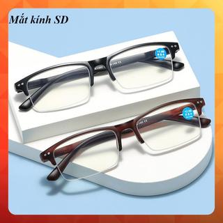 [Giá hủy diệt] Kính lão thời trang nữa viền chân gọng lò xo chống ánh snags xanh đủ độ viễn từ 1 đến 4 độ MatkinhSD 202