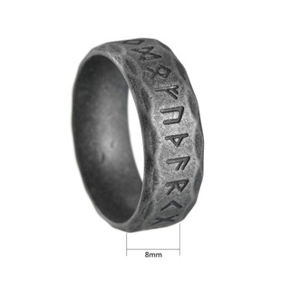 Nhẫn Nam Thép Titan Với Khắc Rune Viking – Phong Cách Vintage Bạc Cổ