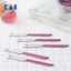 Set 5 dao cạo lông mày lông mặt KAI BEAUTY M BTM 5F1 thân kim loại màu hồng có nắp nhựa bảo vệ
