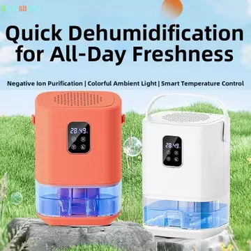 GIỚI HẠN HIỂN THỊ Máy hút ẩm nhỏ, Máy hút ẩm Mini chống ẩm 1,5L, Máy khử nấm mốc Bình nước có thể nhìn thấy Màn hình kỹ thuật số LED di động hút ẩm không khí Phòng tắm