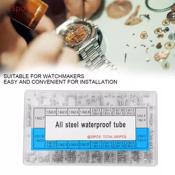 Bộ ống thân đồng hồ ESPOIR, tay áo vương miện đồng hồ bạc kim loại, trang bị chính xác 12 * 6,9cm 20 lưới đồng hồ đóng hộp Ống lót đồng hồ thay thế ống gốc đồng hồ
