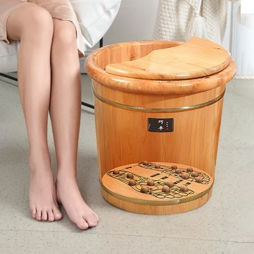 R8JI Bồn ngâm chân mùa đông, thích hợp cho phần chân dưới, bồn ngâm chân dùng trong nhà, bồn rửa chân bằng gỗ nguyên khố