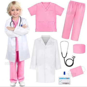 Bác Sĩ Trang Phục Cho Trẻ Em Bé Gái Bé Trai Bác Sĩ Bộ Đồ Chơi Đồng Phục Y Tá Halloween Trang Phục Hóa Trang Phụ Kiện Giáng Sinh Hồng Xanh Trắng Phẫu Thuật Áo Choàng