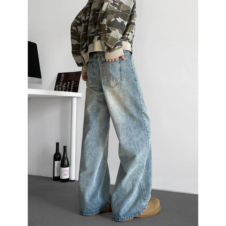 Quần Rời Nam Đen Quần Nam Quần Rộng Quần Nam Quần Denim Quần Xanh / Đen Quần Nam Phong Cách Retro Quần Rời Nam Quần Jean Rửa Nam Dạo Phố Jnco Je – 5