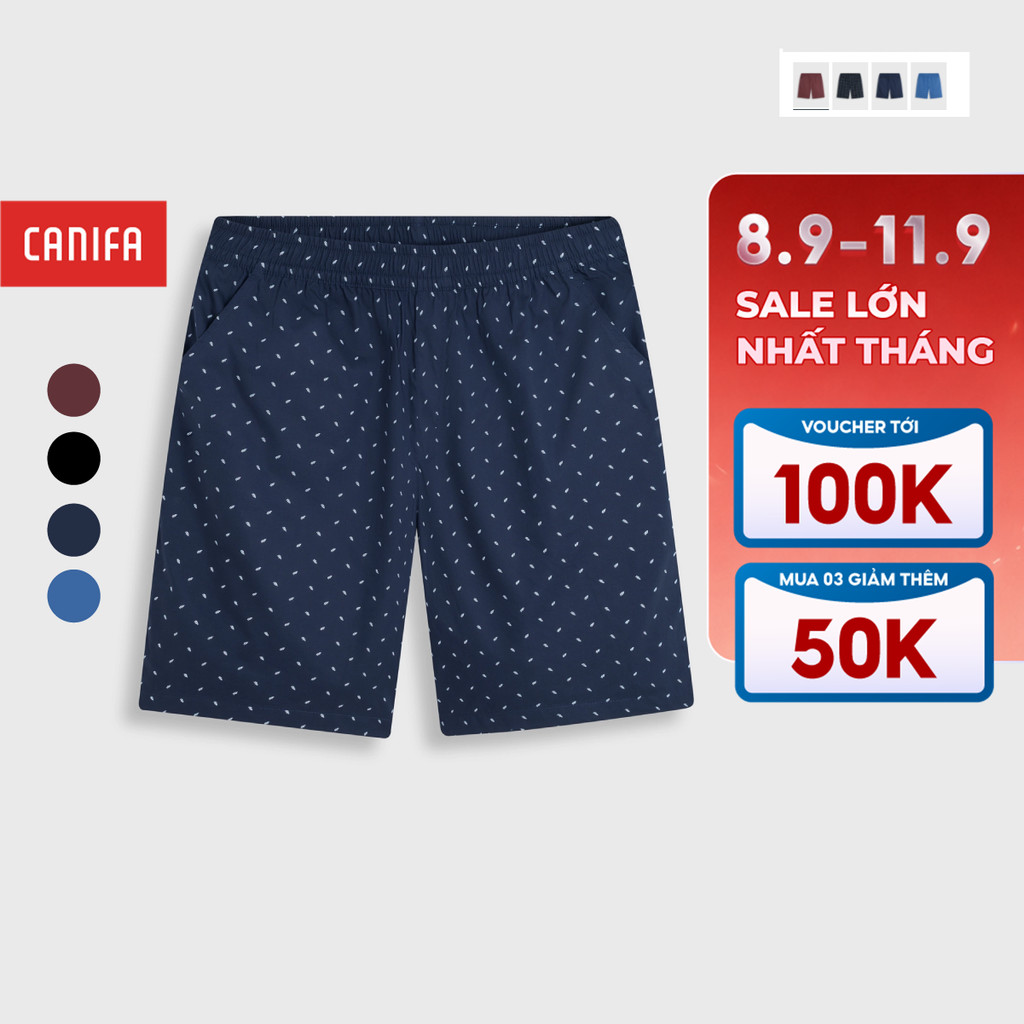 Quần short nam CANIFA mặc nhà chất cotton mềm mịn thoáng mát đạt chuẩn Oekotex Class 2 8LB26A001