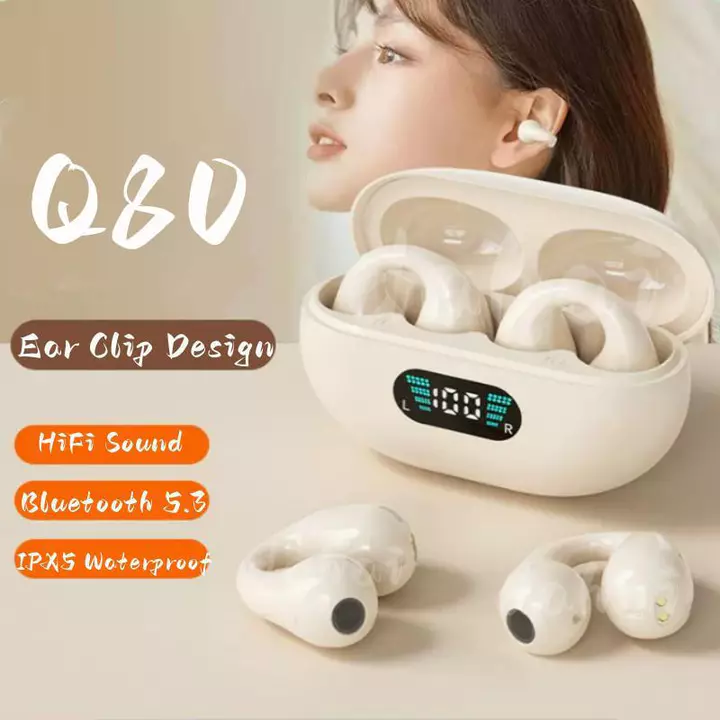 Tai nghe Bluetooth không dây TWS Q80 MỚI 5.3 Tai nghe dẫn truyền xương Tai nghe Thiết kế kẹp tai nghe Điều khiển bằng cảm ứng Tai nghe LED Tai nghe nhét tai Hifi Stereo Thể thao có Mic Tai nghe chống 