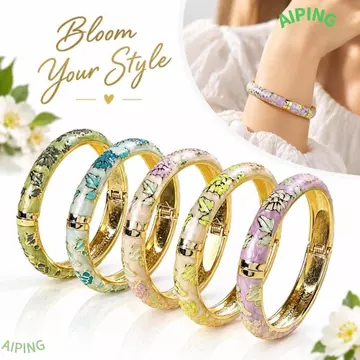 Vòng tay vòng tay NG1ZX, Vòng tay vòng đeo tay bằng men Cloisonne mở bằng lò xo, Vòng đeo tay mở họa tiết hoa mẫu đơn bền dành cho nữ Vòng tay du lịch lưu niệm