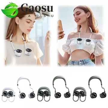 Quạt treo cổ GAOSU, 360° Quạt di động có thể gập lại 4 tốc độ có thể uốn cong, tiện dụng đa chức năng an toàn có thể đeo được Quạt đeo cổ văn phòng