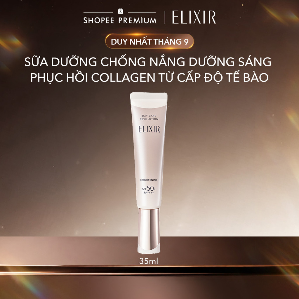 Sữa chống nắng dưỡng sáng phục hồi Collagen từ cấp độ tế bào - Elixir Day care Revolution SPF50+ 35ml