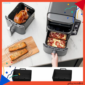 [PO] Phụ kiện nồi chiên không khí có thể giặt được Chảo nướng silicon cho nồi chiên không khí 2 chiếc Tấm lót nồi chiên không khí bằng silicon cho nồi chiên không khí 2 nồi Ninja Sl401 Chịu nhiệt chốn
