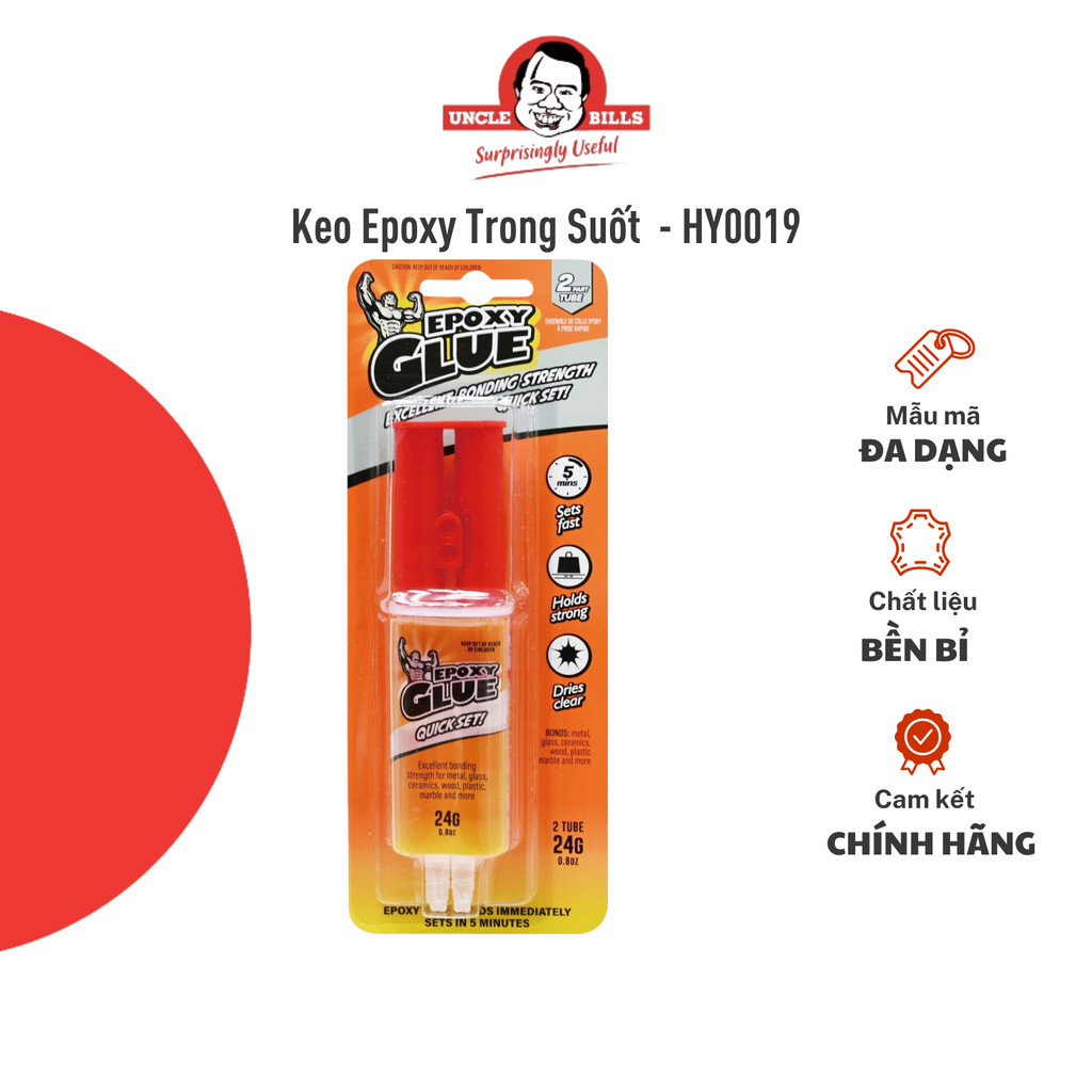 Keo Epoxy Trong Suốt UNCLE BILLS 24g Dán Được Nhiều Bề Mặt Độ Kết Dính Cao - HY0019