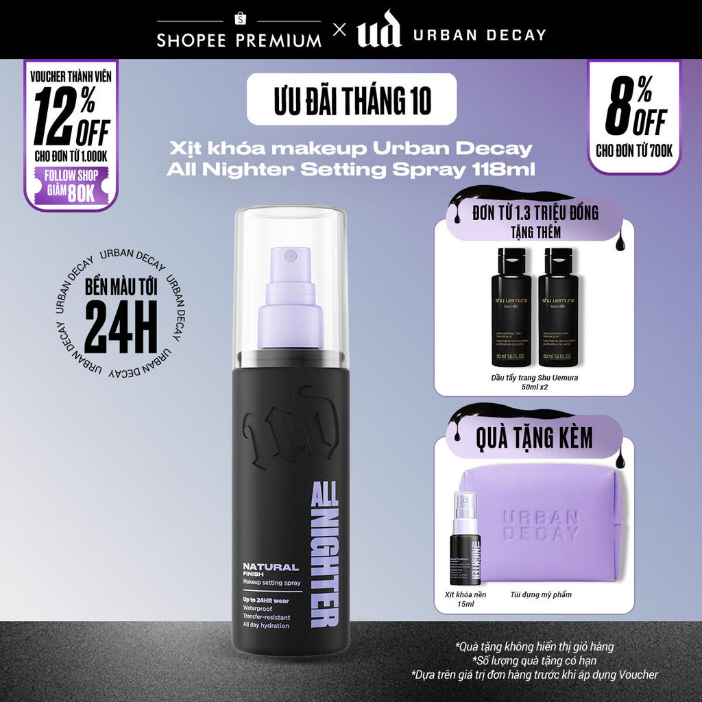 Xịt khóa makeup Urban Decay All Nighter Setting Spray 118ML | Hiệu ứng tự nhiên