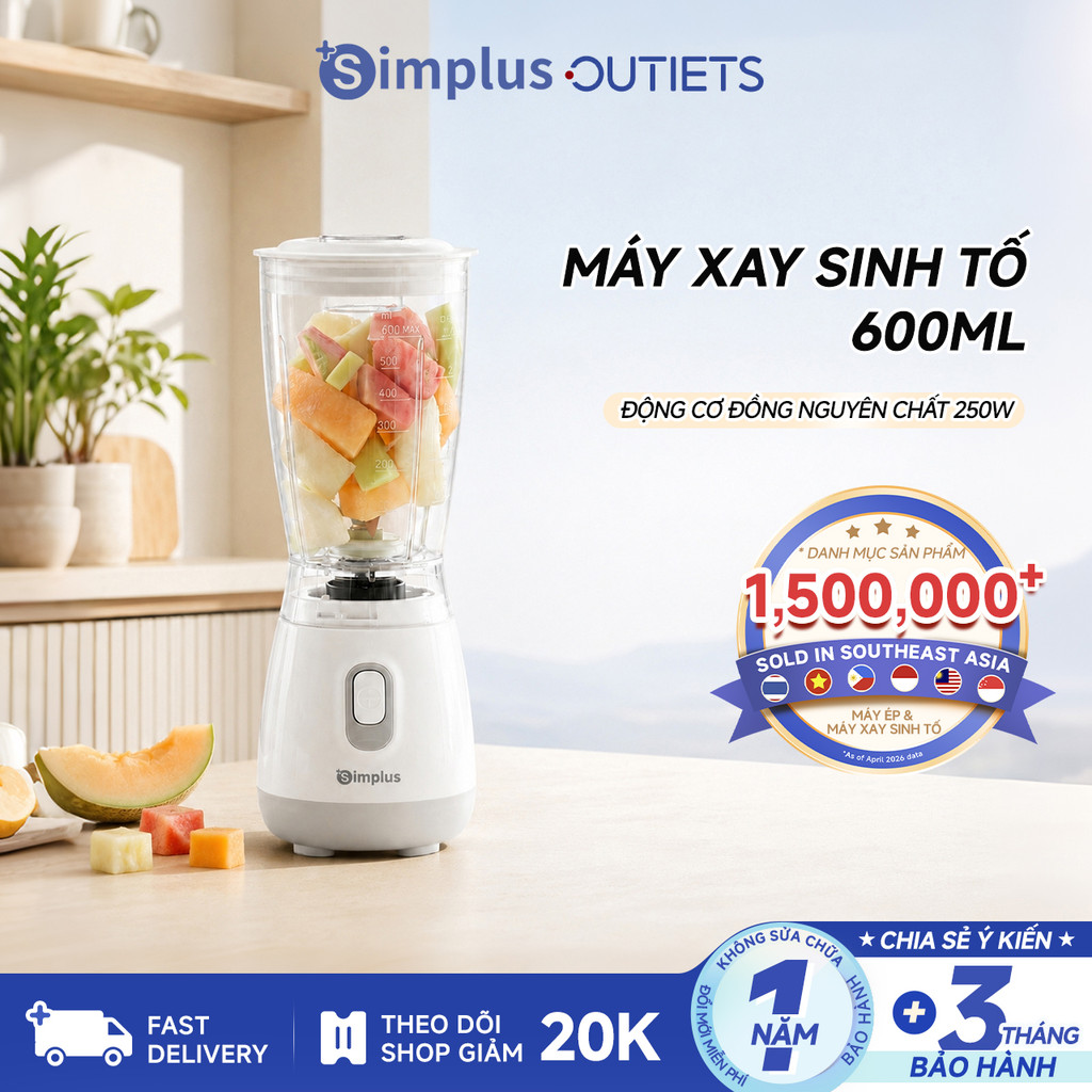 Simplus Máy Xay Sinh Tố Đa Năng Dung Tích 600mL LLJH004- Bảo Hành 12 Tháng