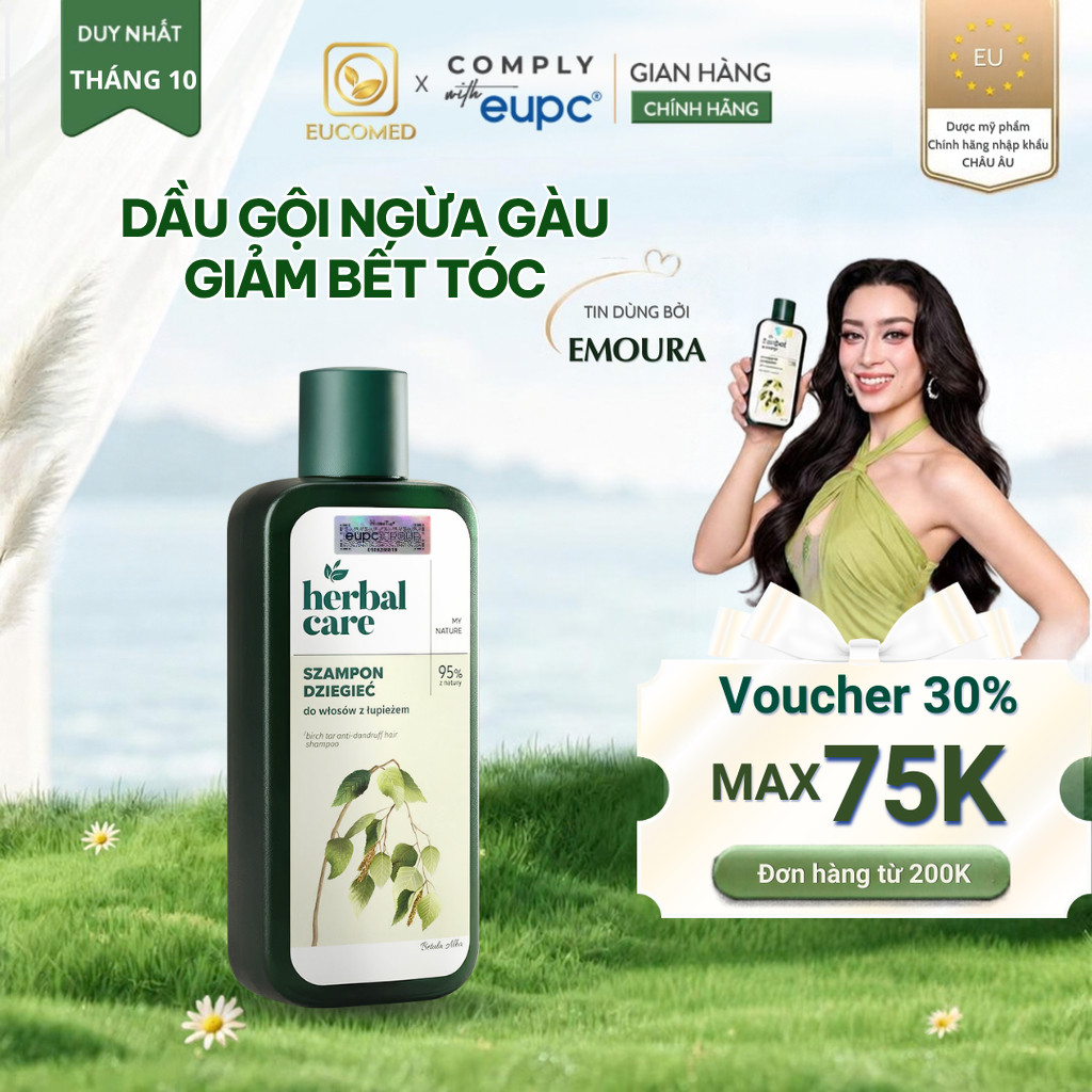 Dầu Gội Bạch Dương Hỗ Trợ Ngừa Gàu, Phục Hồi Tóc Hư Tổn Herbal Care Birch Tar Anti-Dandruff Hair Shampoo 330ml