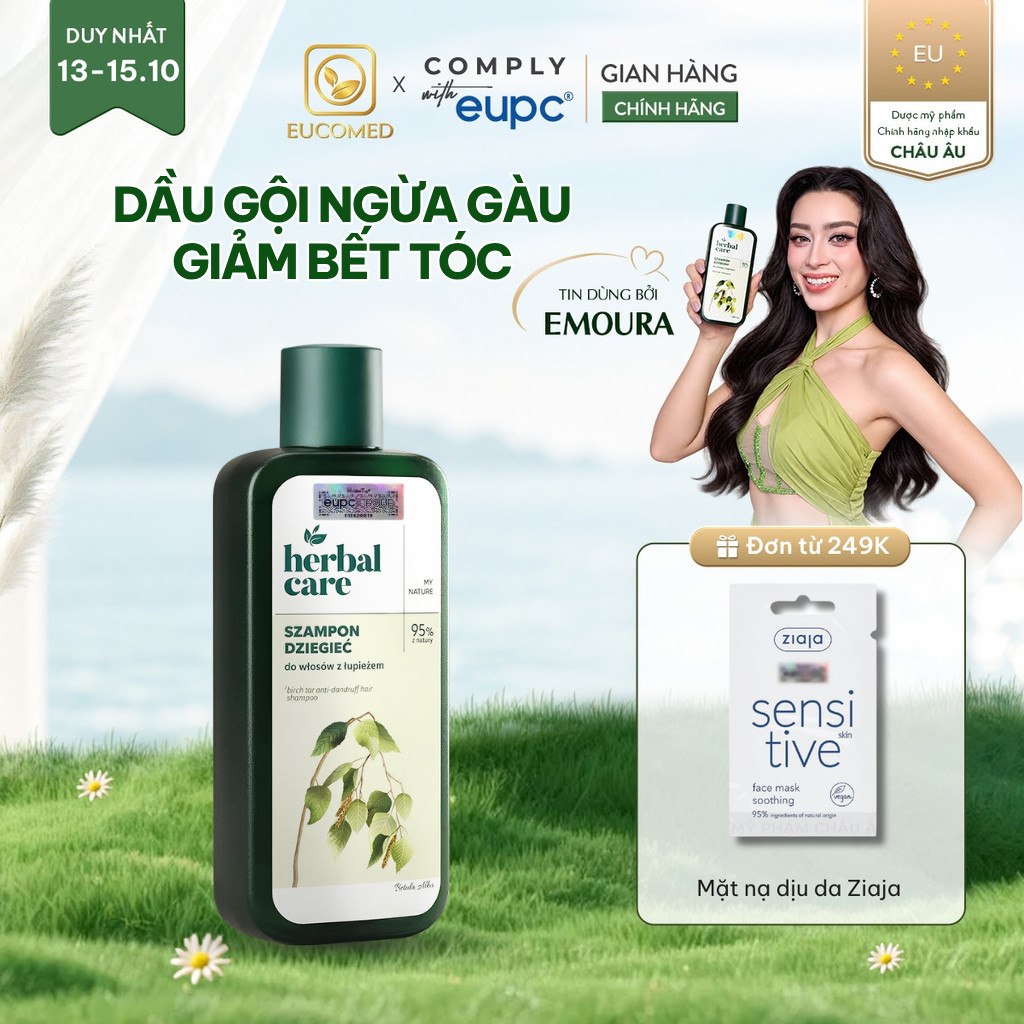 Dầu Gội Bạch Dương Hỗ Trợ Ngừa Gàu, Phục Hồi Tóc Hư Tổn Herbal Care Birch Tar Anti-Dandruff Hair Shampoo 330ml