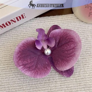 Onetimingfine Ngọt Phalaenopsis Hoa Kẹp Tóc Thời Trang Bohemia Sáng Tạo Thiết Kế Vải Hoa Ngọc Trai Nữ Mũ Đội Đầu VN