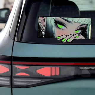 Xe Đạp Đường Bộ Anime Mắt Cá Tính Trang Trí Ô Tô Laser Hai Chiều Phía Sau Sửa Đổi Miếng Dán Thay Đổi Để JL9U