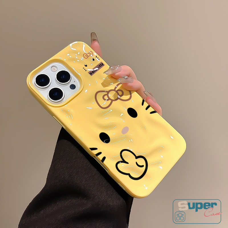 Ốp Lưng Tương Thích Cho IPhone 15 11 13 16 12 14 Pro Max 7Plus 14 15 7 16 8 Plus 13 12 15 16 14 Pro SE 2020 Sáng Tạo Dễ Thương Hello Kitty Wave Ruffle Water Silicone Glossy Soft Cover