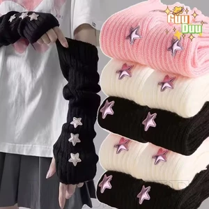 Găng Tay Cổ Tay Dài Không Ngón Phong Cách Nhật Bản Y2K, Ấm Áp Thu Đông, Dành Cho Nam và Nữ