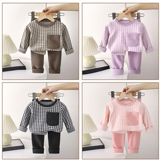 (6m-12Yrs) Bộ đồ ngủ trẻ em mùa thu - Bộ đồ ngủ kẻ sọc & sọc mới, Bộ quần lót giữ nhiệt cho bé trai và bé gái