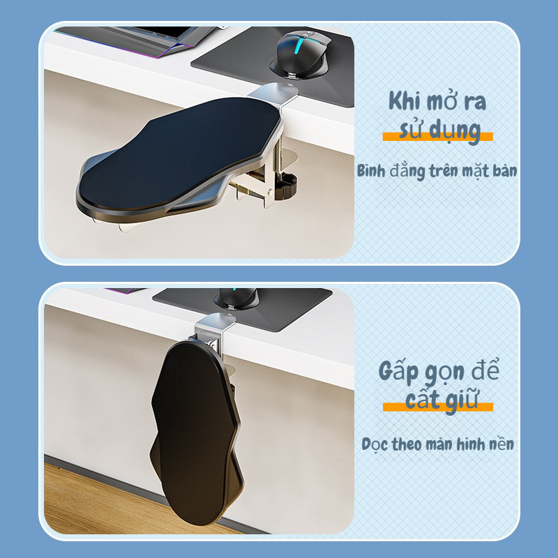 VN-Home Giá đỡ kê tay công thái học, chống mỏi, xoay và gập đa chức năng, phù hợp cho việc sử dụng chuột