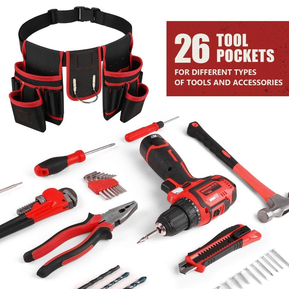 Đai dụng cụ từ tính HOBBYIN, 26 túi Túi đựng dụng cụ có thể tháo rời, Túi đựng nam châm có thể điều chỉnh bằng vải công nghiệp chuyên nghiệp