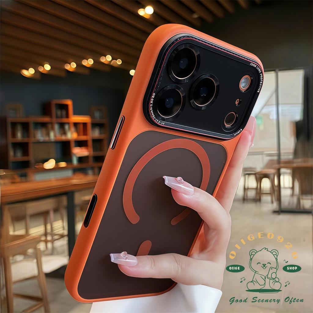 【 Ốp lưng iPhone17 】 Vỏ điện thoại từ tính Scrub màu cam iPhone17 Pro Max 16 15 14 cho vỏ iPhone Vỏ mềm silicon TPU chống sốc