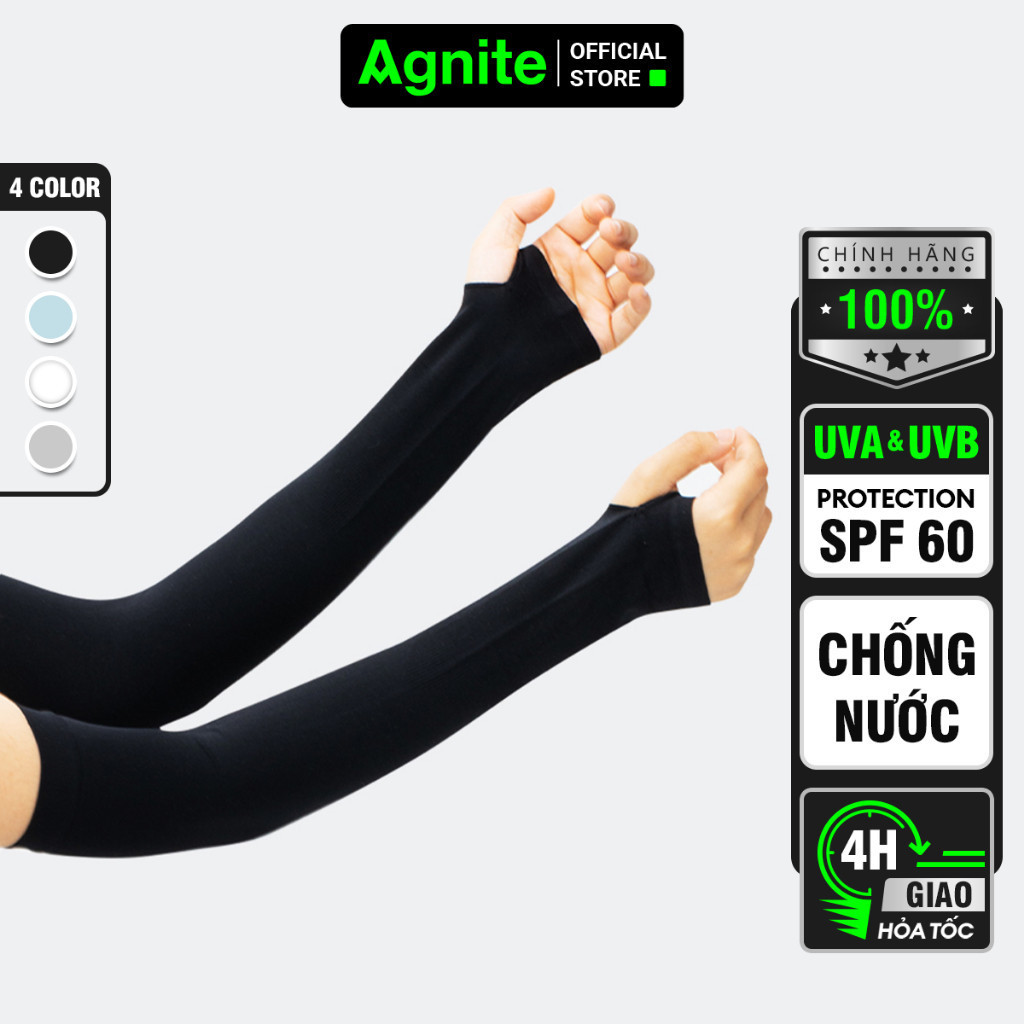 Găng Tay Chống Nắng Nam Nữ Xỏ Ngón Chống Tia UV-A UV-B UV-R Agnite Chất Liệu Co Giãn 4 Chiều Thoáng Mát Thấm Hút Mồ Hôi