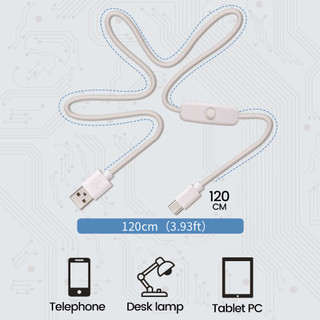 Elough Universal USB sang Type C Cáp chuyển đổi Nút bật / tắt 1,2M Cáp sạc Nguồn điện Dây nối dài