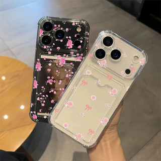 Ốp Lưng Cho Samsung Galaxy A07 A12 A13 A23 A24 A25 A04 A05 A05S A06 A33 Ốp Lưng Đựng Thẻ Khe Cắm Túi Đựng Thẻ Ảnh Ví Hoa Dễ Thương Trong Suốt Chống Sốc TPU Silicone