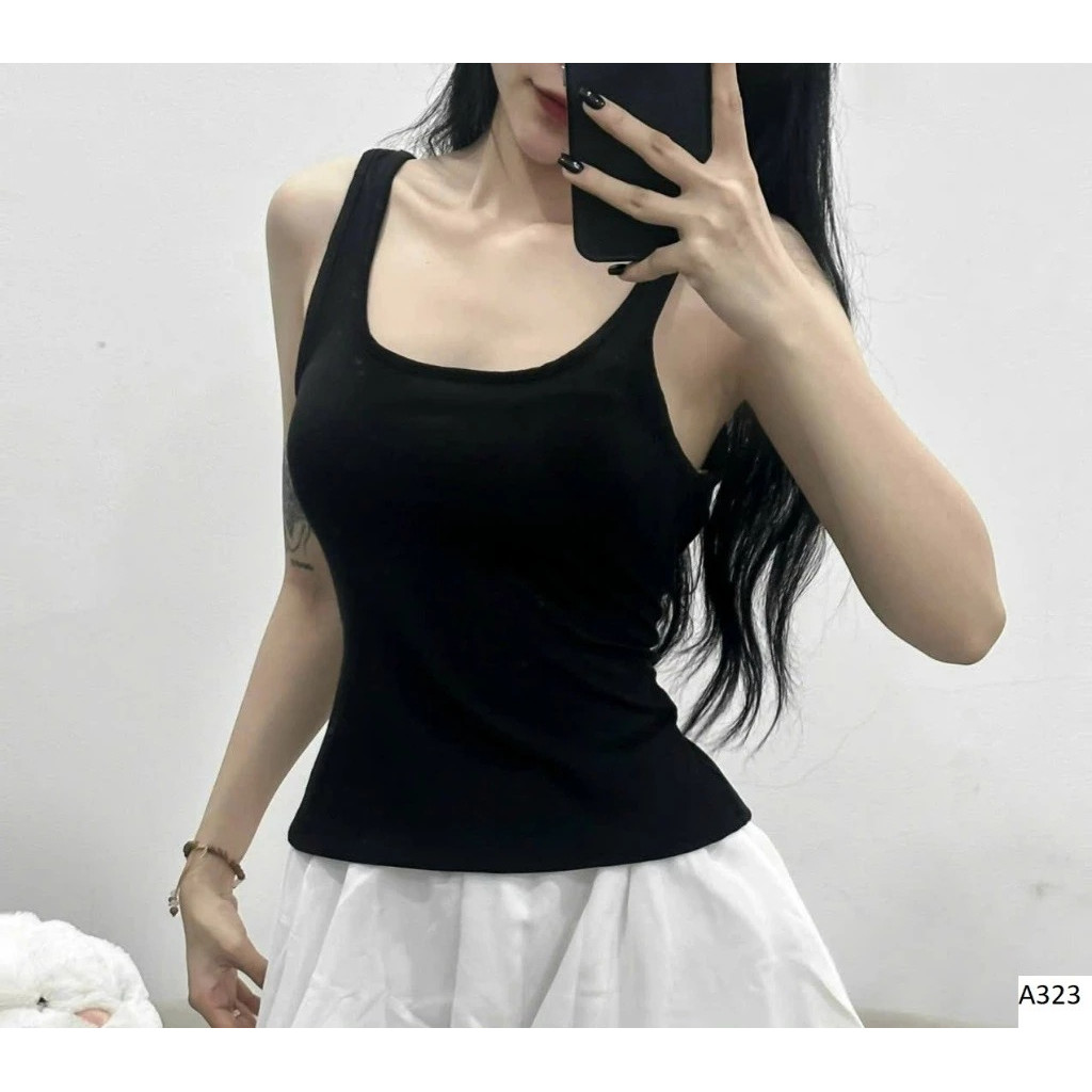 Áo Ba Lỗ Cổ U Nữ Dáng Ngắn Ôm Body 2 Dây Bản To Chất Thun Co Dãn Mềm Mại Mát Mẻ Phù Hợp Mùa Hè