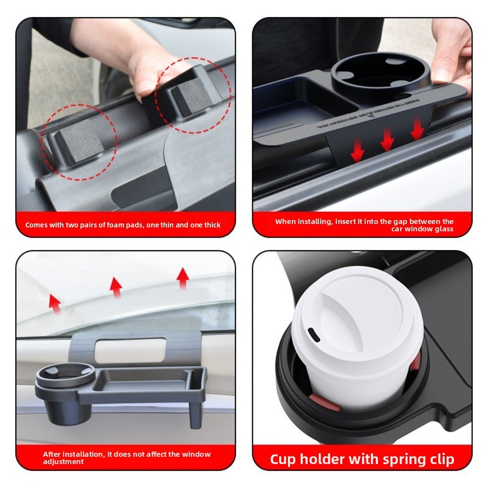 Giá đỡ cốc cửa ô tô SAIA, Giá đỡ chai nước uống dung tích lớn PP, Hộp đựng chìa khóa đa chức năng màu đen di động