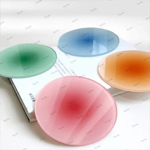 PYCOU Coaster, Tấm lót cốc Acrylic tròn, Tấm lót cốc chống trượt màu Gradient Trang trí máy tính để bàn
