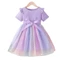 Bé Gái Ombre Đầy Sao Tulle Đầm Ruffle Tay Có Gân Bodice Với Eo Nơ Công Chúa Trẻ Em Trang Phục