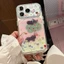 3D Emboss Mạ Vàng Rừng Mèo Dây Xích Kính Acrylic Ốp Lưng Điện Thoại iPhone 17 Pro Max 16 15 14 Vỏ Bảo Vệ Chống Sốc