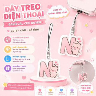 Dây treo điện thoại Chữ Cái heo hồng Dễ Thương tặng người thương đánh dấu chủ quyền