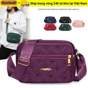 Túi xách nữ BAMBOOB, Túi đeo vai có dây kéo dung tích lớn, Túi xách nữ thêu thoải mái di động