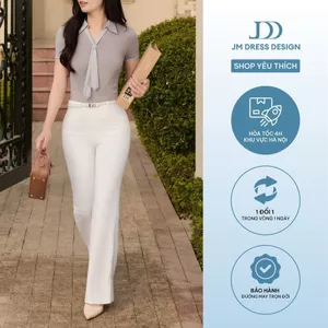 Quần Jean Ống Loe 2 Túi 3P04.2602. Quần Ống Loe Nữ Cạp Cao Tôn Dáng, Quần Suông Loe Công Sở Thanh Lịch Tôn Dáng By JM