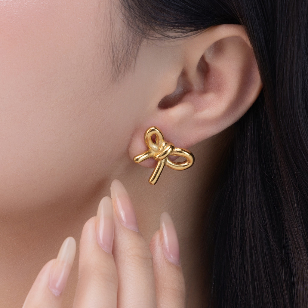Hoa Tai nữ mạ vàng cao cấp Celeste Ribbon họa tiết hình nơ, đi làm đi tiệc đi chơi - DOJI