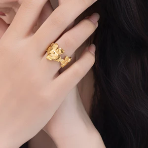 Nhẫn nữ Dahlia mạ vàng cao cấp, thiết kế thiên nhiên, đi làm đi chơi đi tiệc - DOJI
