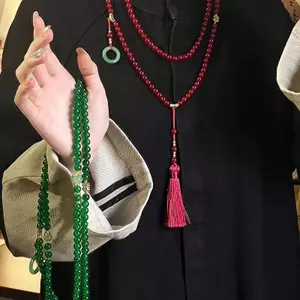 Đá Tự Nhiên Cầu Nguyện Nelace Nữ Thiền Pha Lê Xanh Nelace Dài sel Chokers Quà Tặng VN