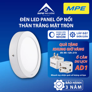 MPE - Đèn LED Panel ốp nổi nhôm mặt tròn ánh sáng trắng - vàng - 3 màu công suất 12W - 18W - 24W