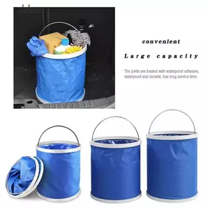 Xô rửa xe DELMER, Xô nước có thể gập lại chống nước, 9 / 11 / 13L di động có tay cầm bằng kim loại Xô phun nước bằng vải Oxford Du lịch ngoài trời