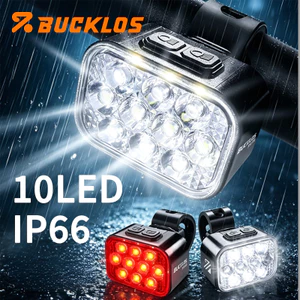 BUCKLOS 10 Đèn LED Xe Đạp Chống Nước Xe Đạp Leo Núi Đèn Trước Sạc USB 9 Chế Độ MTB Đèn Sau Phụ Kiện Đi Xe Đạp