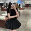 Váy kẻ sọc hoa mùa hè Phong cách mới lưng cao ôm hơn trông nhỏ chống chói Váy phồng