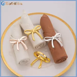 XOITU Sáng Bóng Lãng Mạn Nơ Khăn Ăn Nhẫn Có Thể Tái Sử Dụng Trang Trí Khăn Ăn Giá Đỡ Cho Đêm Giao Thừa Lễ Kỷ Niệm Trang Trí Bàn VN