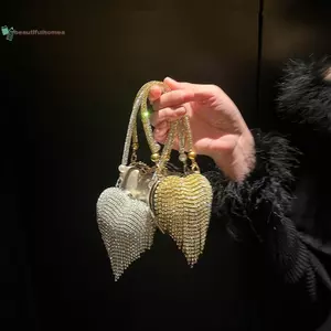 BeautifulHomeA Sang Trọng Nhỏ Bling Hình Trái Tim Kim Cương Giả Dạ Hội Ly Hợp Ví Nữ Túi Thời Trang Cho Nữ Dây Xích Túi Đeo Vai Đảng Quà Tặng VN